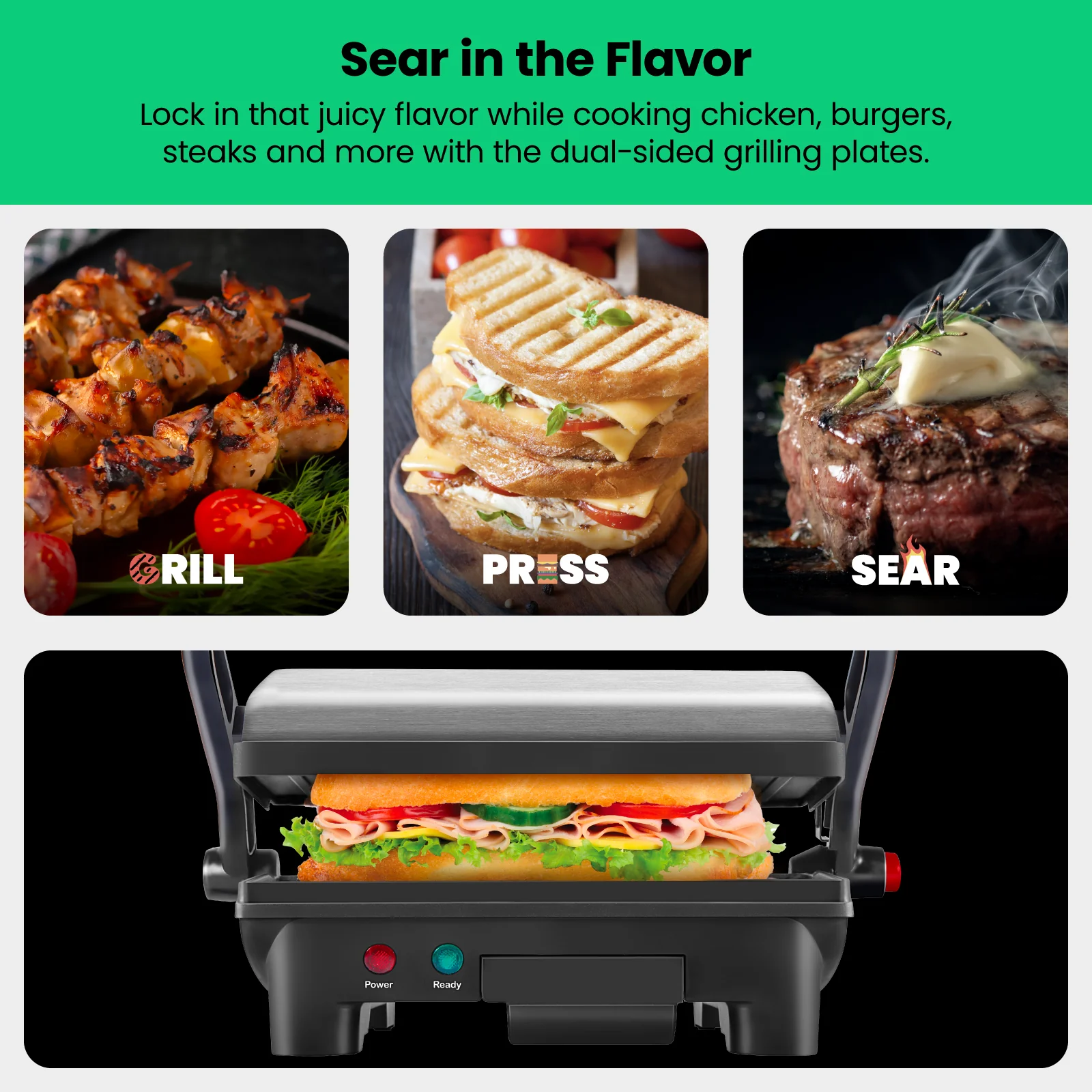 Multifunctional 180° Grill + Panini Press (2-Slice) - Image 3