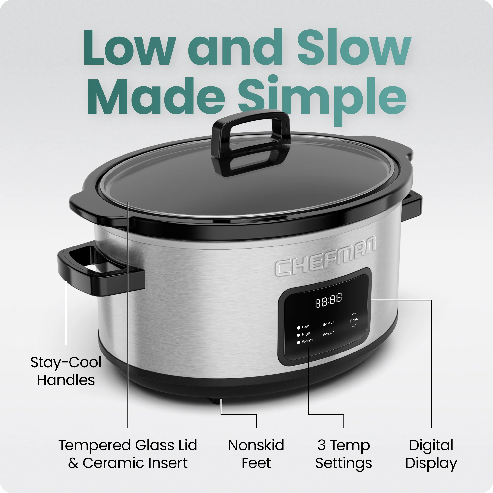 7 Quart Digital Stainless Steel Slow Cooker - Image 6