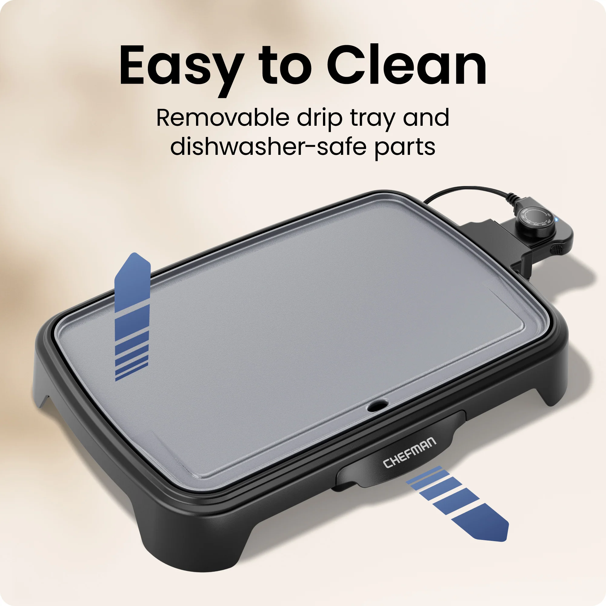 All-Purpose 10" x 16" Nonstick Griddle, Grey - Image 5