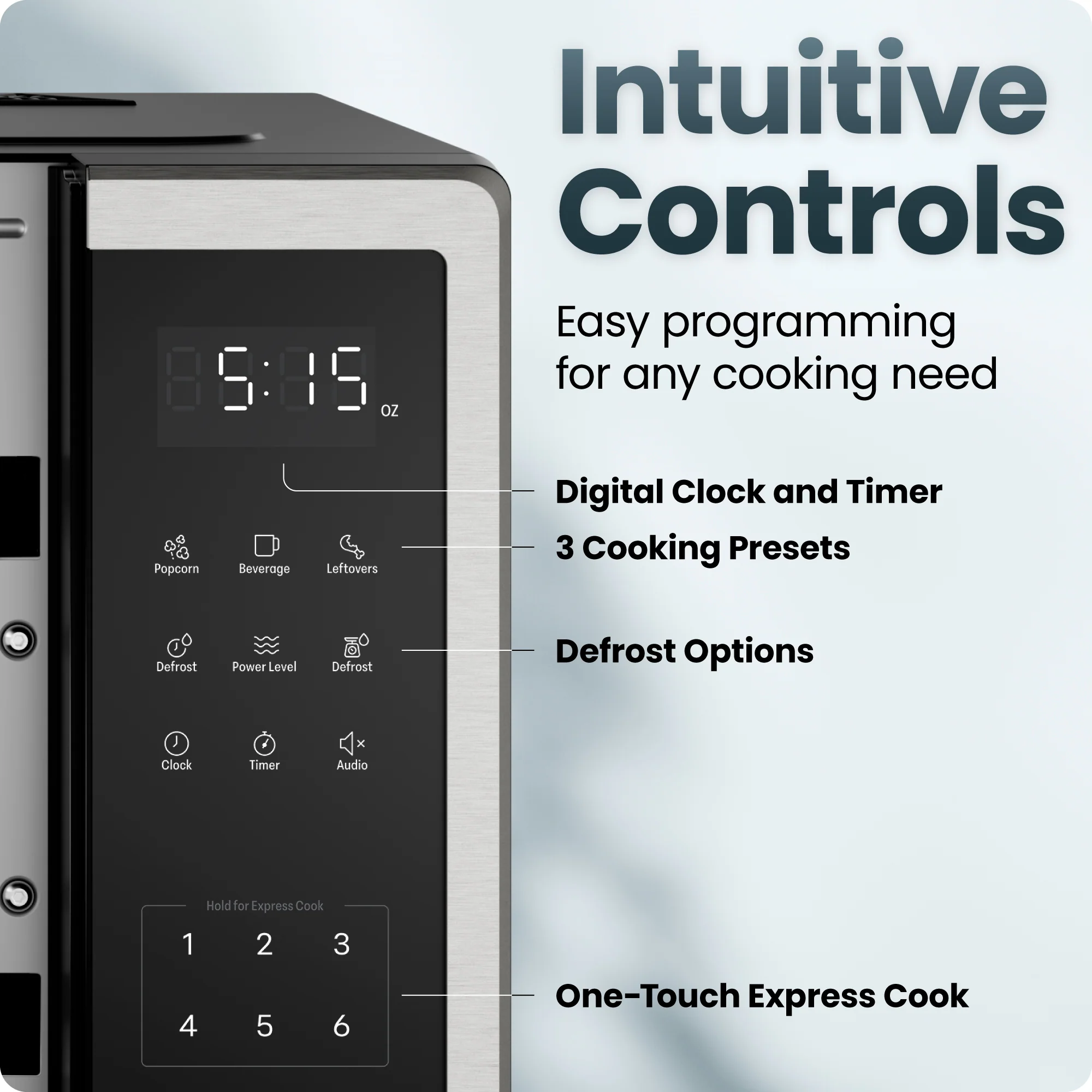 Countertop Digital Stainless Microwave Oven - 1.1 Cu Ft - Image 5
