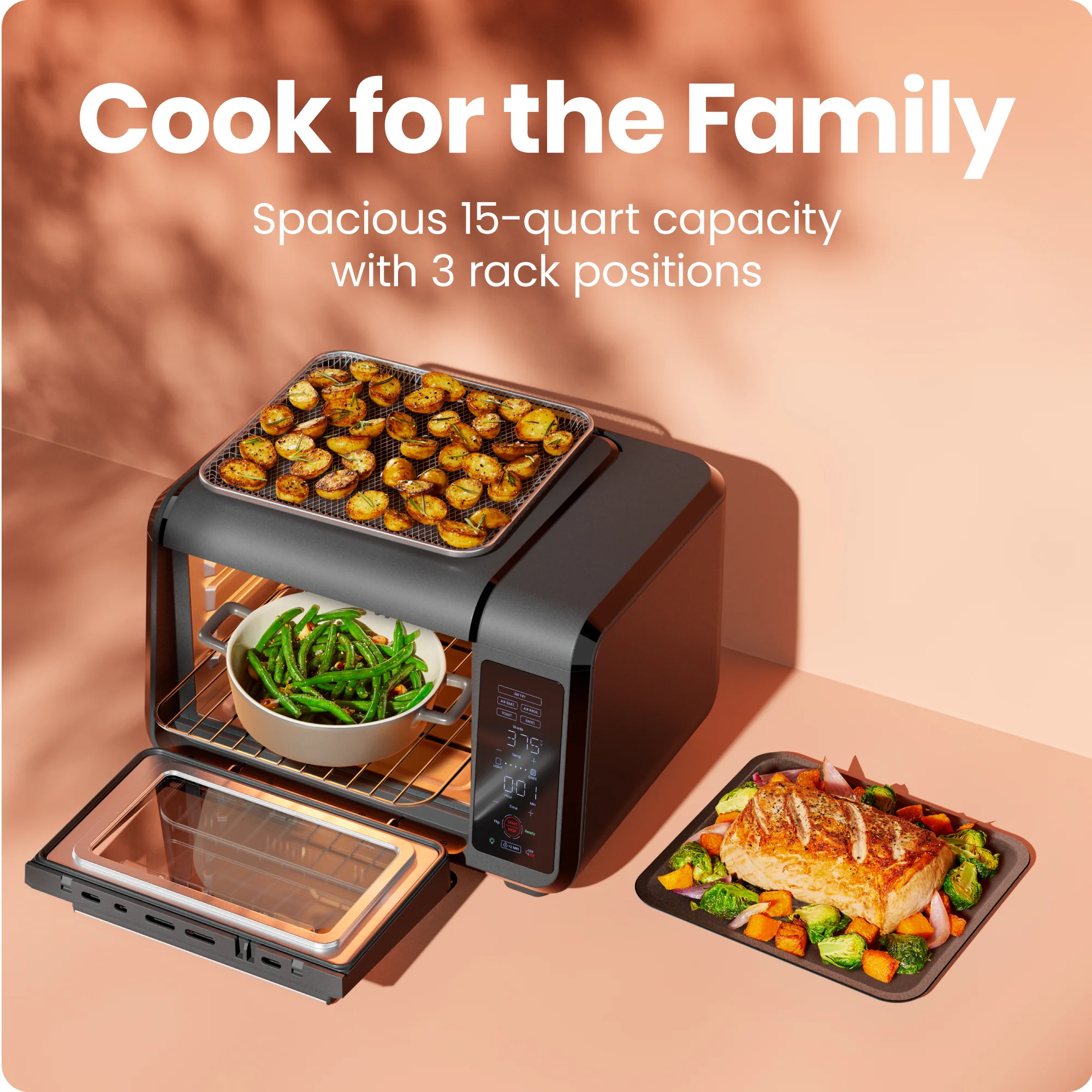 EasyAir 15 Qt. Toaster Oven Air Fryer - Black - Image 4