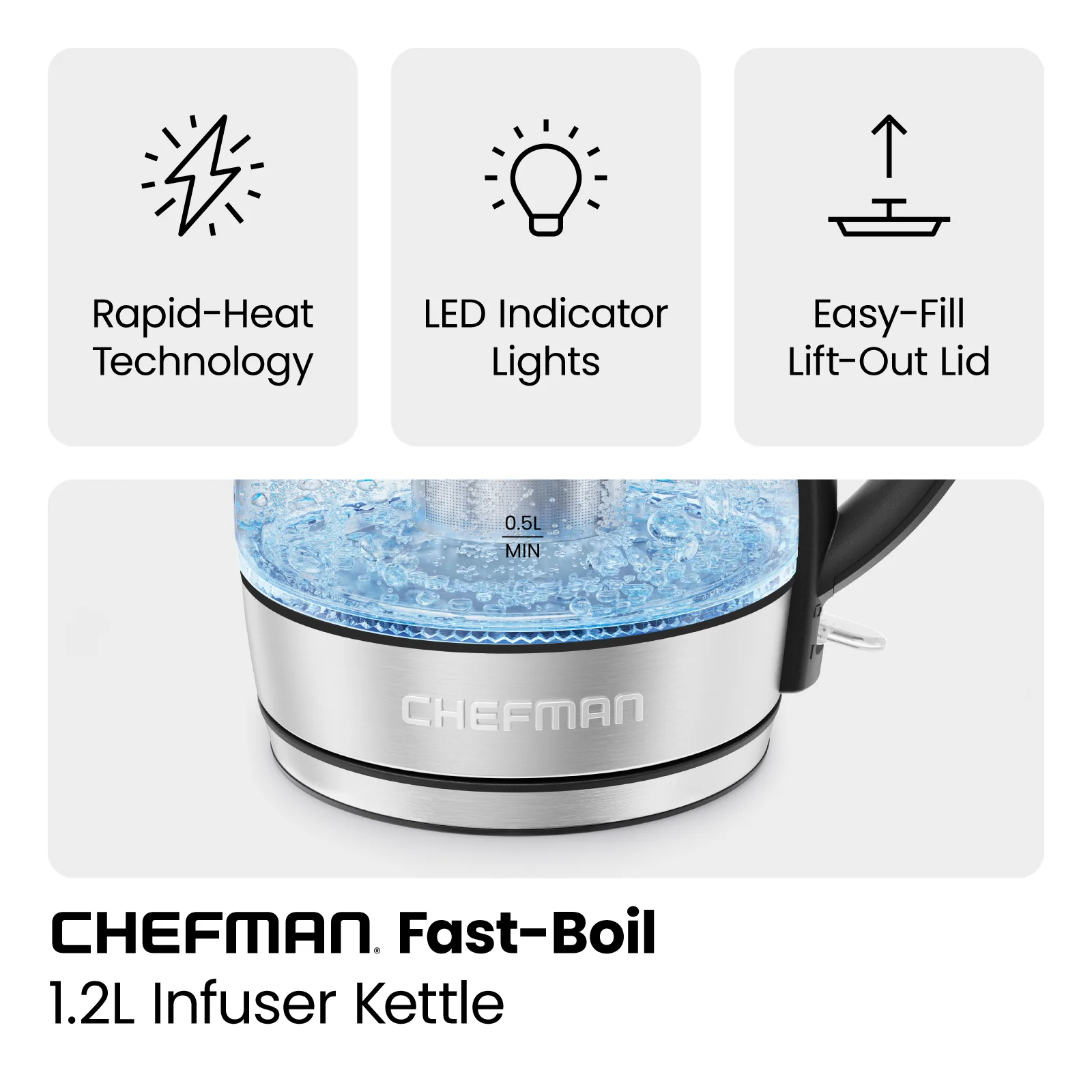 Fast-Boil 1.2L Electric Kettle with Tea Infuser - Image 3