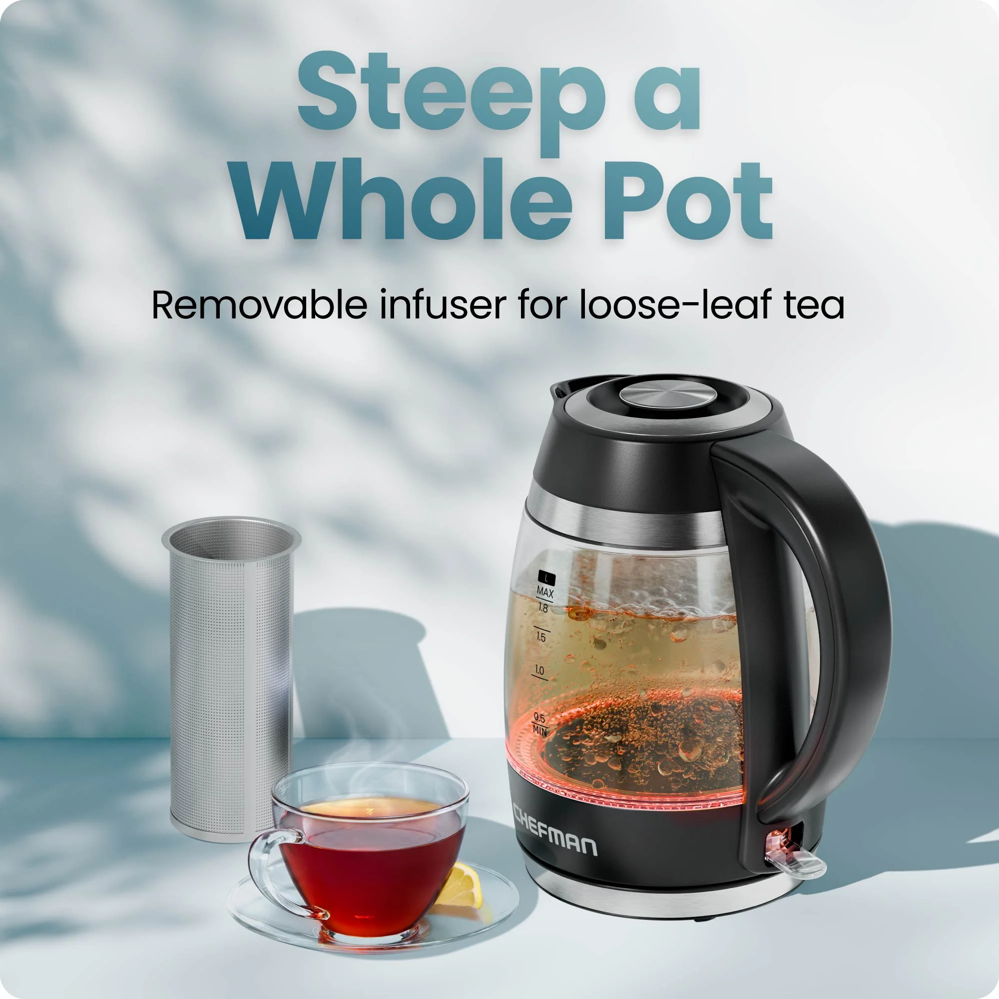 Fast-Boil 1.8L Electric Kettle w/ Tea Infuser - Image 4