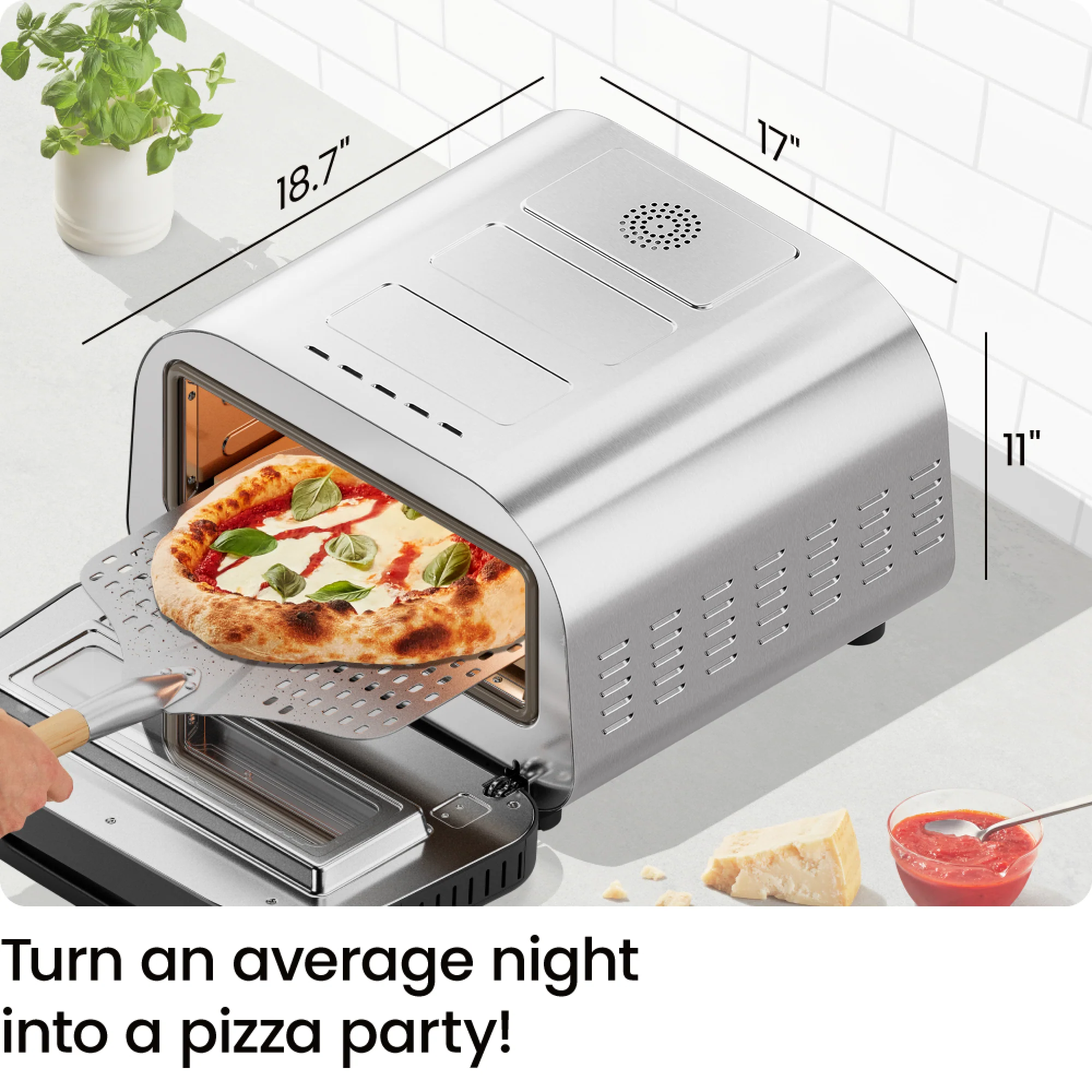 High-Heat Indoor Electric Pizza Oven 800°F - Stainless Steel - Image 9