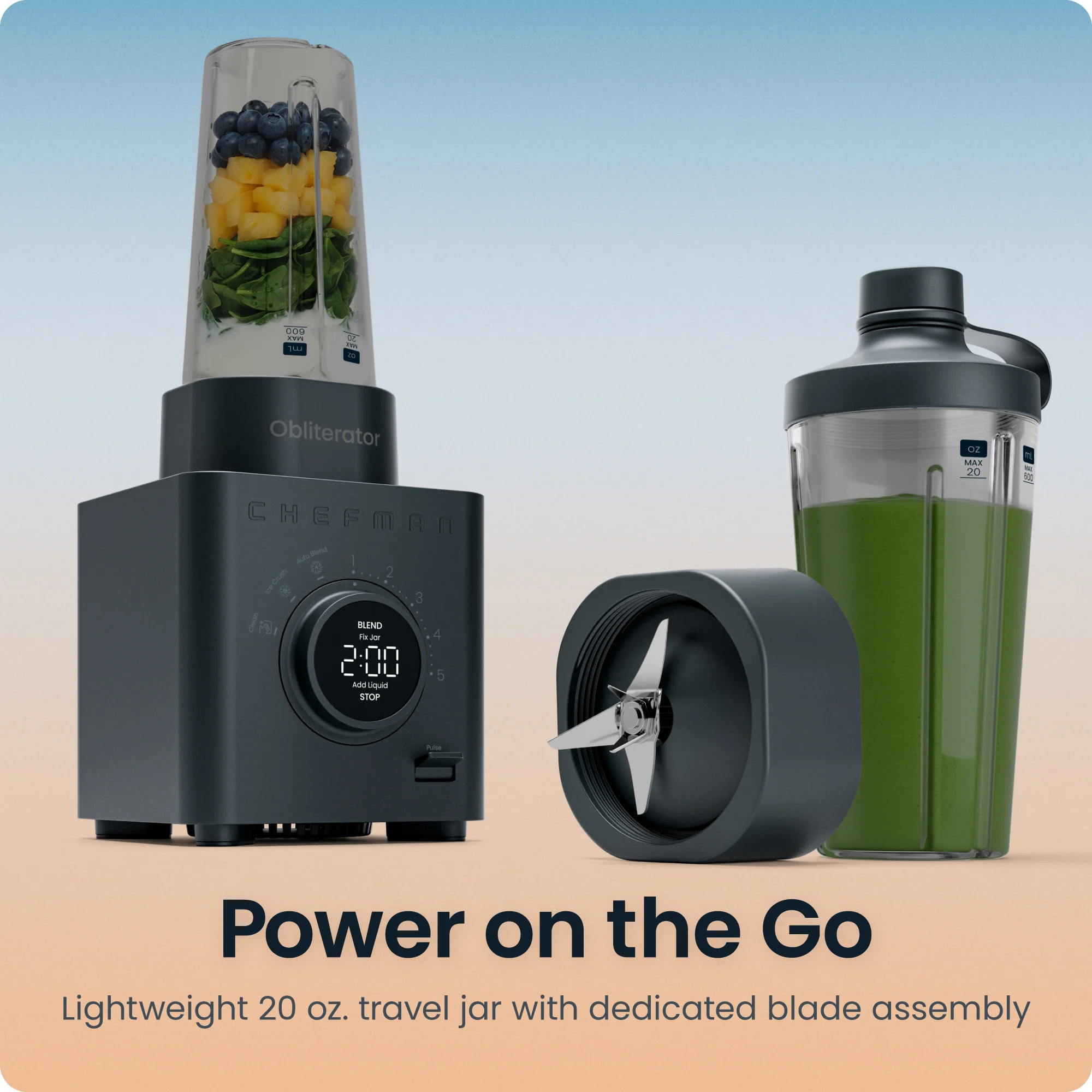 Obliterator 48oz Power Blender + Travel Jar - Midnight - Image 4