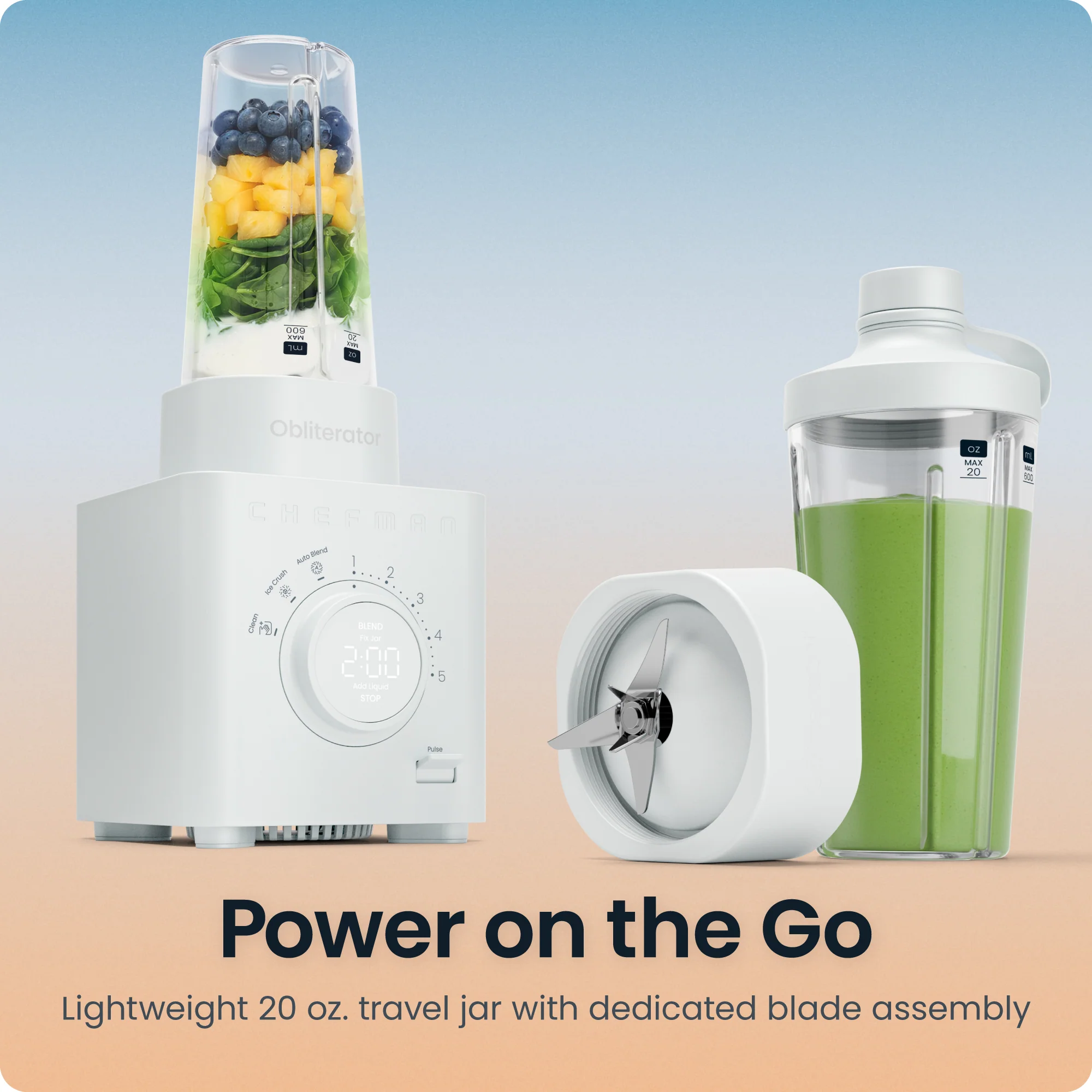 Obliterator 48oz Power Blender + Travel Jar - Concrete - Image 4
