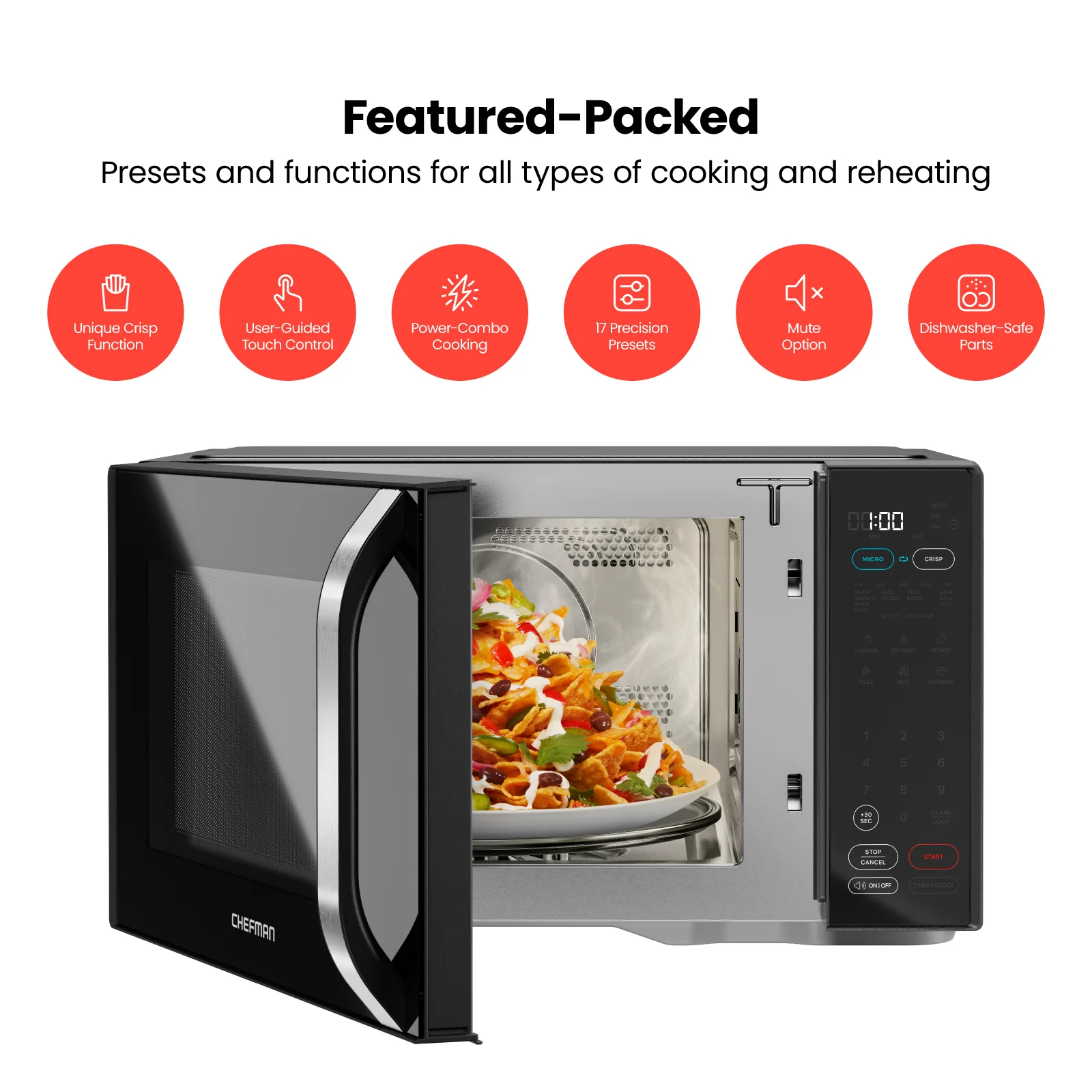 MicroCrisp Countertop 1.1 Cu. Ft. Digital Microwave Oven - Image 2