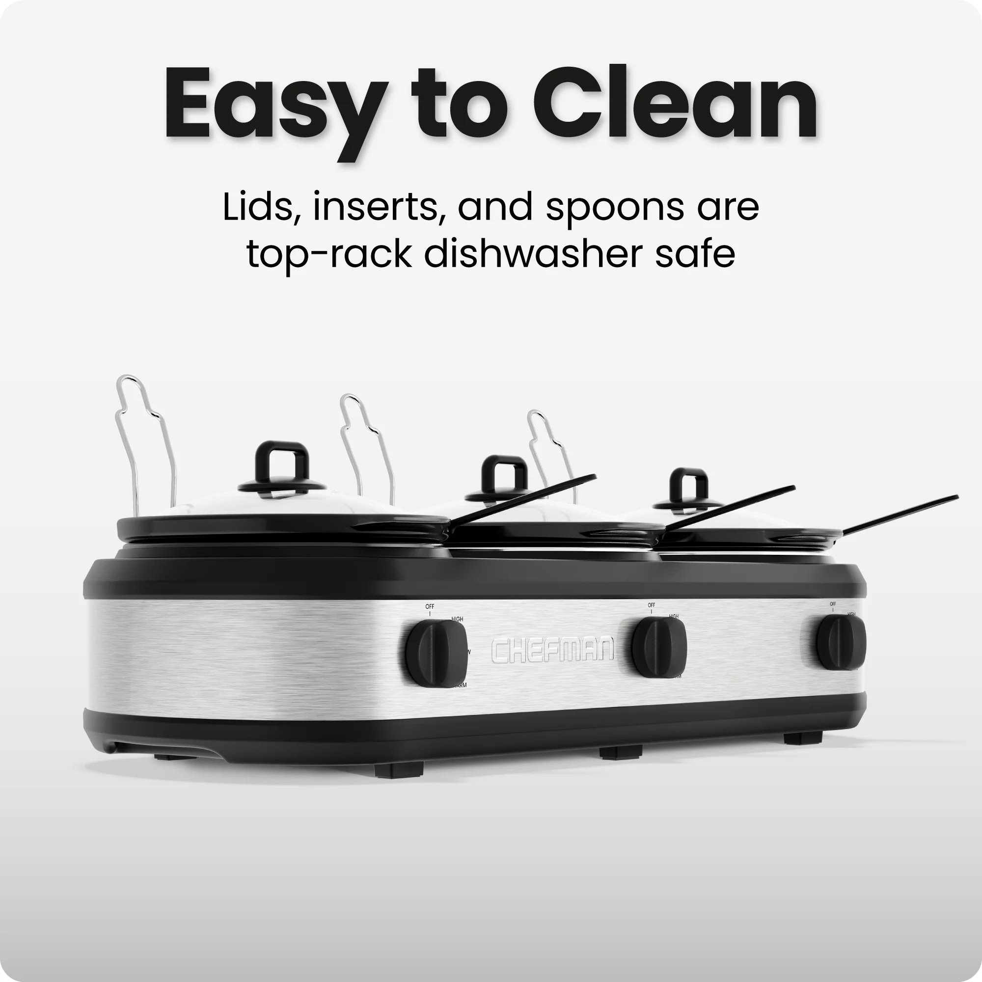 Stainless-Steel Triple Slow Cooker & Buffet Server - Image 6