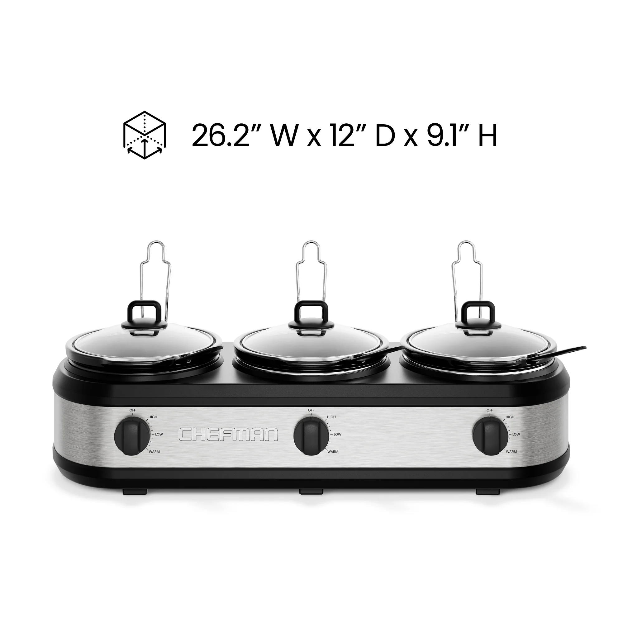Stainless-Steel Triple Slow Cooker & Buffet Server - Image 7