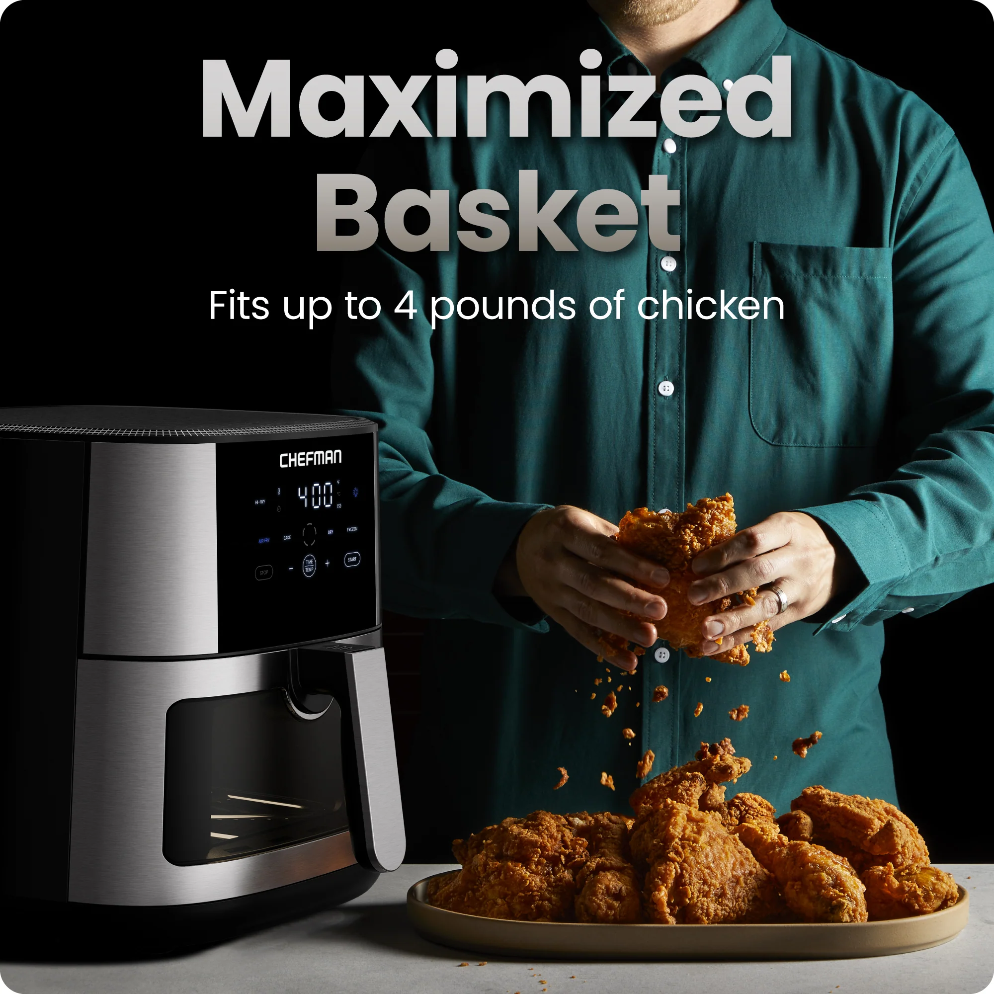 Turbofry Easy View 8 Qt. Stainless Steel Air Fryer - Image 3